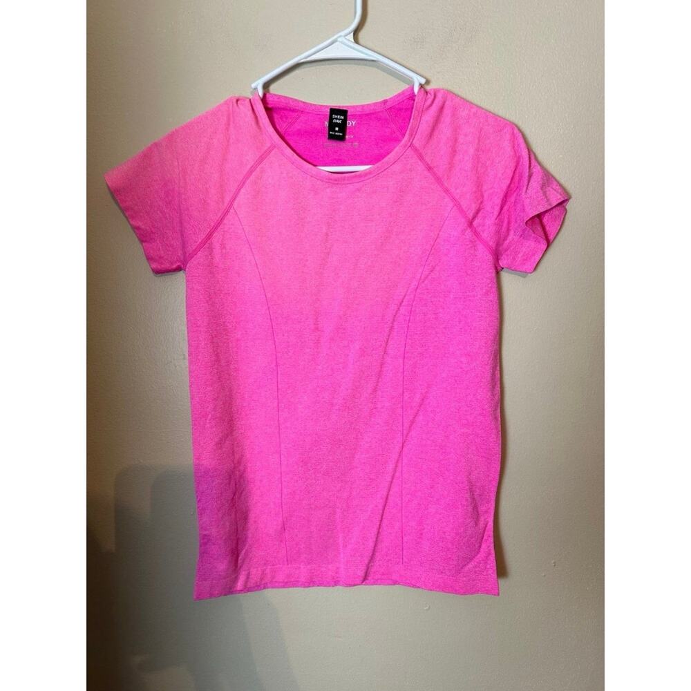 Pink Athletic Top T-Shirt Small Tight Fitting Running Workout Stretchy